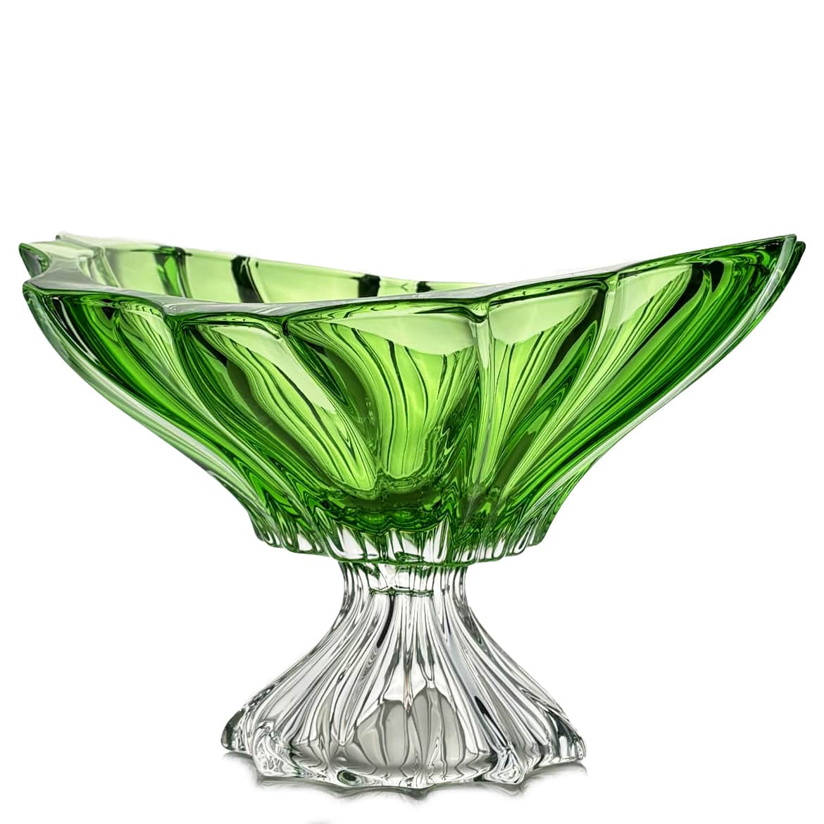 Bol colorat pe picior pentru fructe din cristal Bohemia