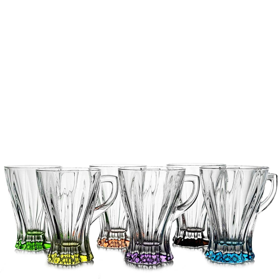 6 cani colorate din cristal Bohemia pentru ceai sau cafea