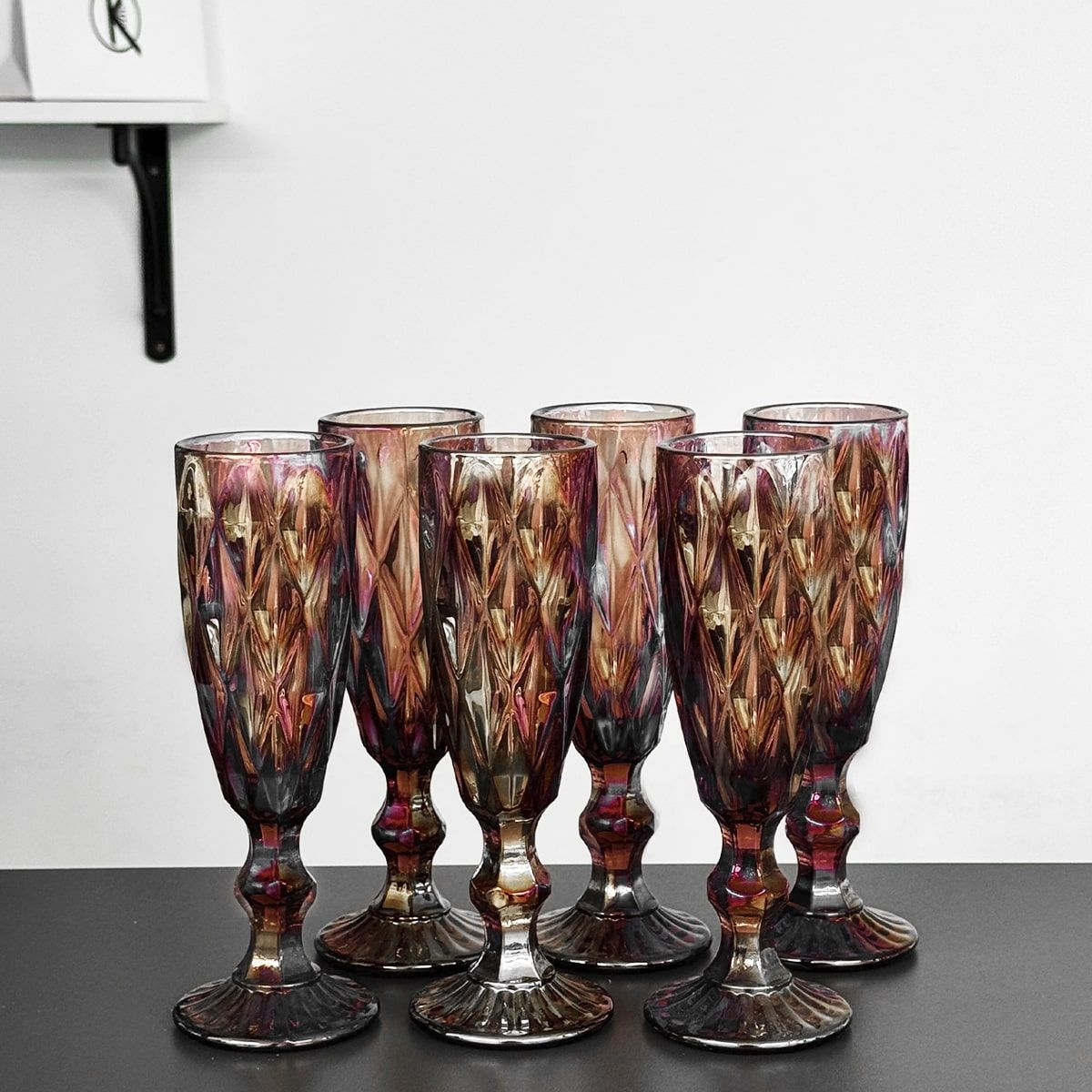 Set de 6 pahare rosii pentru sampanie