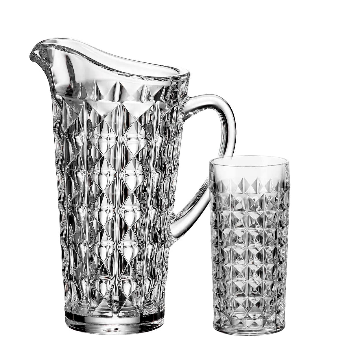 Un ulcior si un pahar Diamond din cristal Bohemia