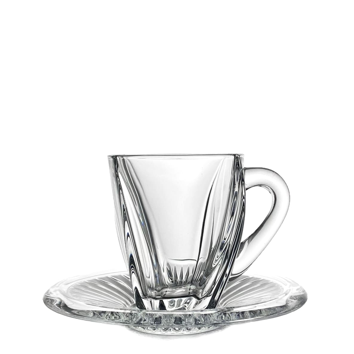 Cana si farfurie din cristal pentru cafea sau ceai