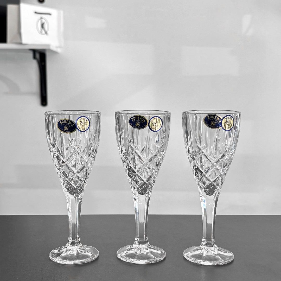 3 pahare pentru vodka din cristal Bohemia